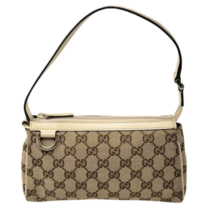 GUCCI Vintage GG Monogram Abbey Mini Shoulder Bag White Brown Canvas 902316