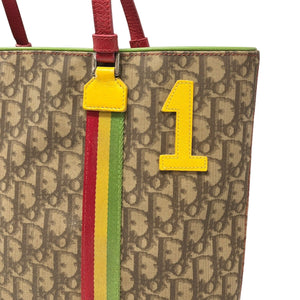 Christian Dior Vintage Trotter Monogram Tote Bag Rasta Color PVC Beige RankAB