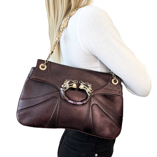 GUCCI Vintage Limited Edition Tom Ford Dragon Chain Bag Purple Leather 902354
