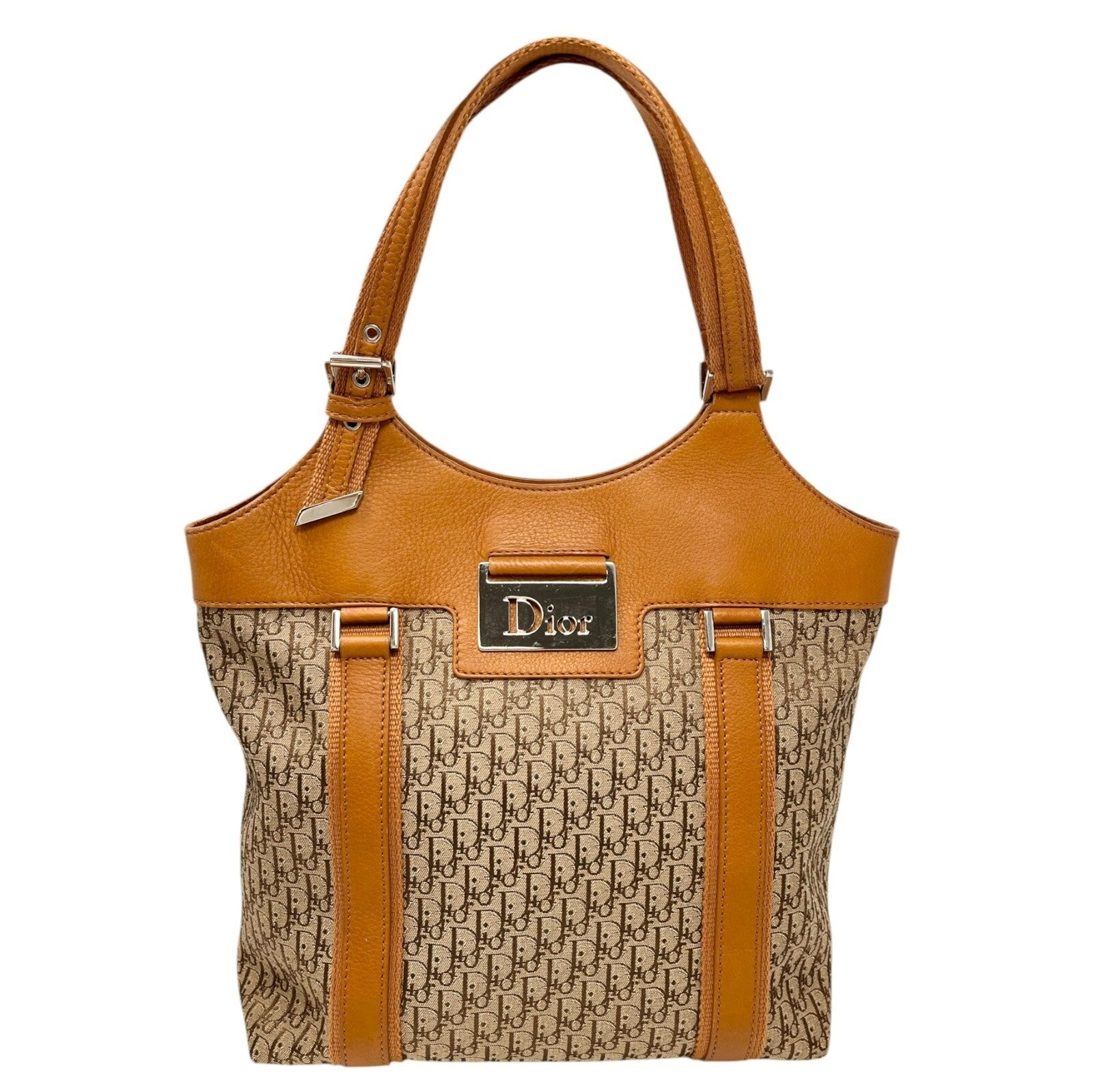 Christian Dior Vintage Trotter Monogram Street Chic Shoulder Bag Beige Canvas