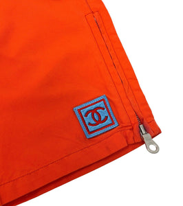 CHANEL Sport Vintage 02S Coco Logo Half Length Pants #36 Orange Nylon Rank B