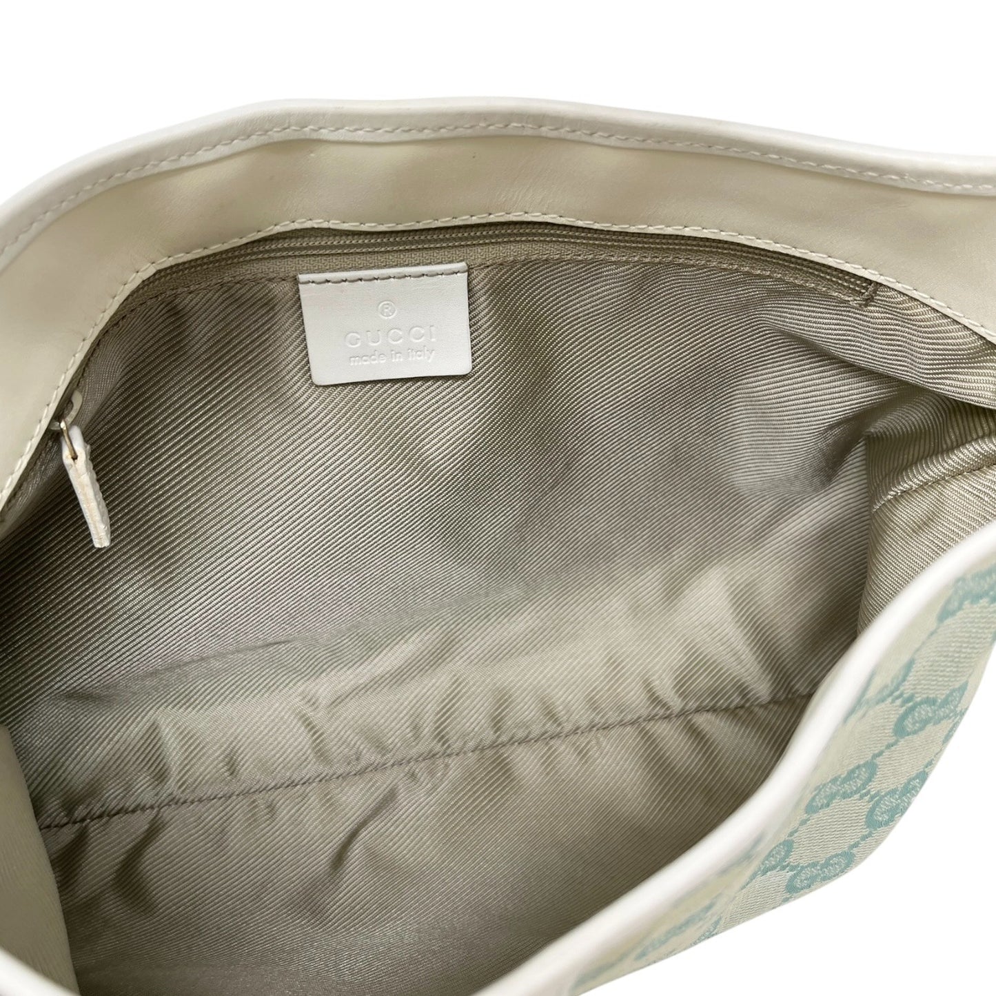 GUCCI Vintage Jackie GG Monogram Shoulder Bag Light Blue White Canvas 106547