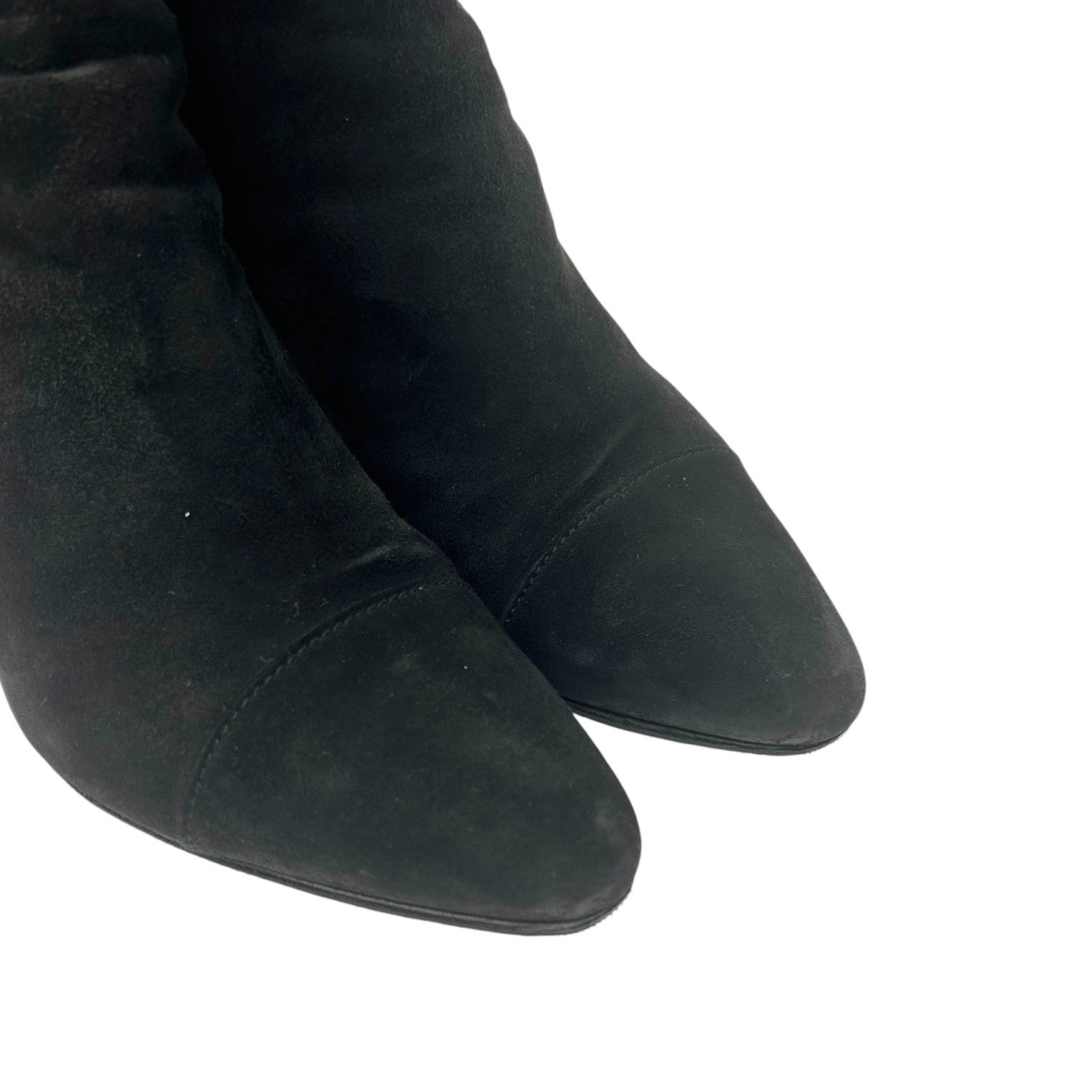 CHANEL Vintage CC Logo Turnlock Ankle Boots Heels #36.5 Black Suede Leather