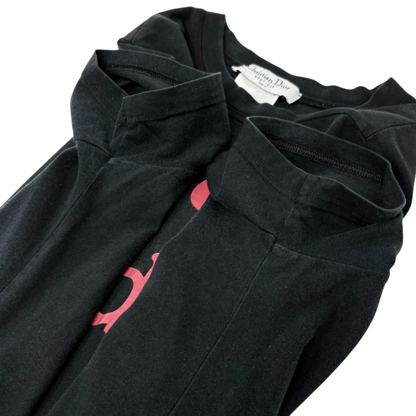 Christian Dior Vintage 2002 Addict Big Logo T-shirt Top #42 Black Red 902214