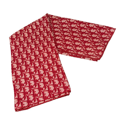 Christian Dior Vintage Logo Trotter Monogram Silk Scarf Wrap Red 902068