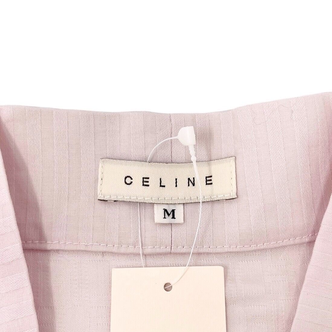 CELINE Vintage Monogram Jacket Robe #M Stripe Cotton Light Pink Rank AB+