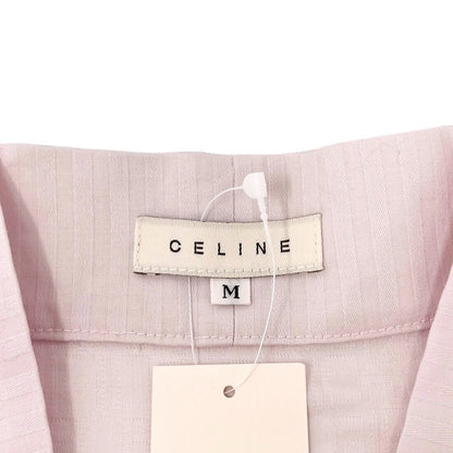 CELINE Vintage Monogram Jacket Robe #M Stripe Cotton Light Pink Rank AB+