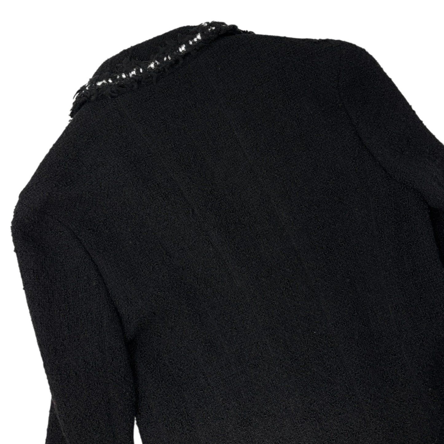 CHANEL Vintage 94A CC Logo Tweed Jacket Blazer Black White Wool Button