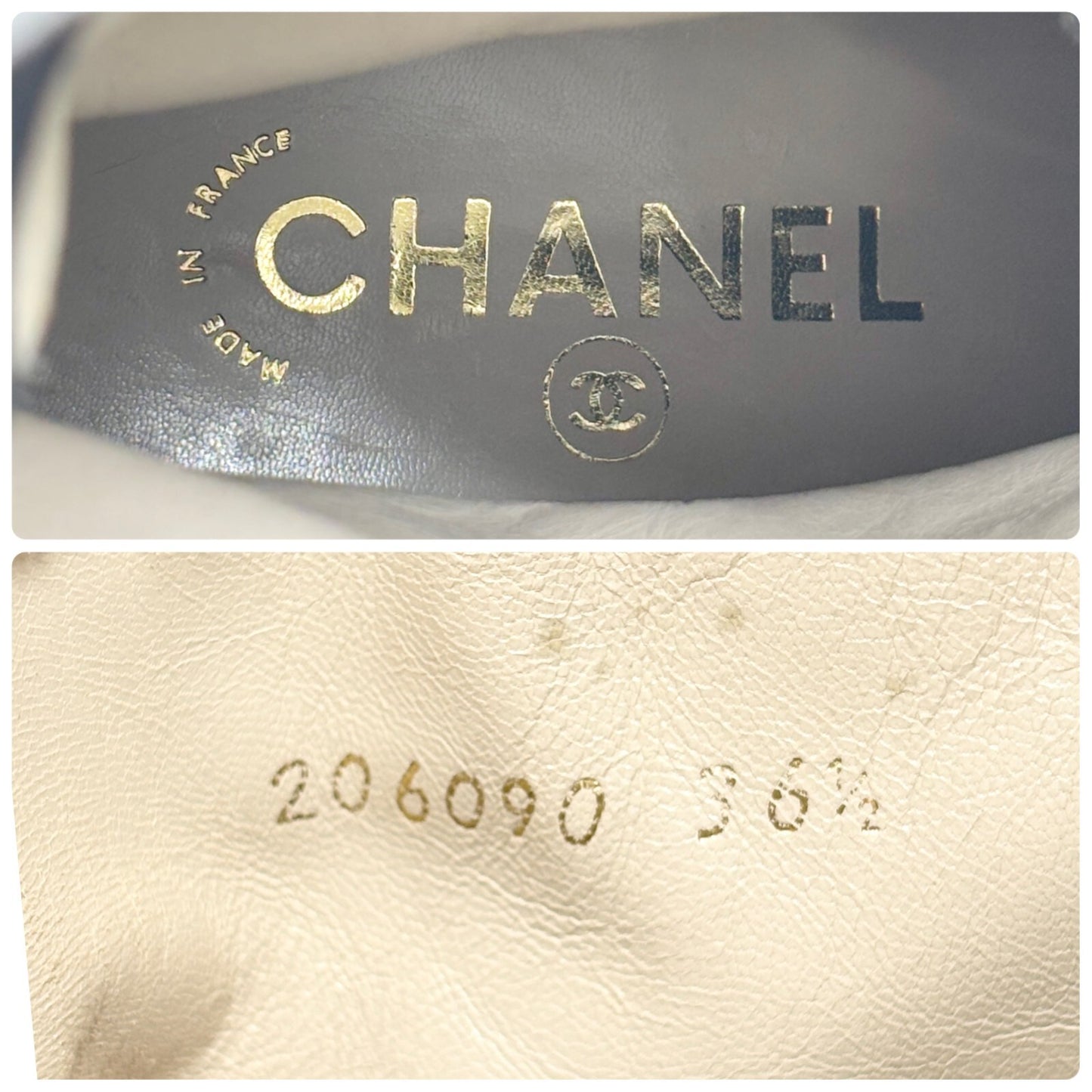 CHANEL Vintage CC Logo Lace-up Ankle Boots #36.5 Short Boots Black Gold Leather
