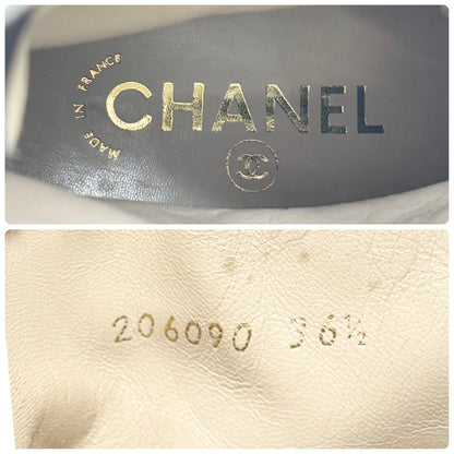 CHANEL Vintage CC Logo Lace-up Ankle Boots #36.5 Short Boots Black Gold Leather
