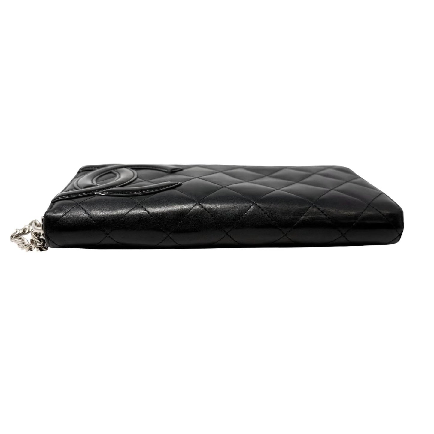 CHANEL Vintage Cambon Line CC Logo Quilted Wallet Black Pink Leather 901969