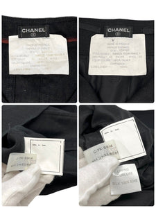 CHANEL Vintage 97P CC Button Linen Shirt Jacket Skirt Set #40 Black Rank AB+