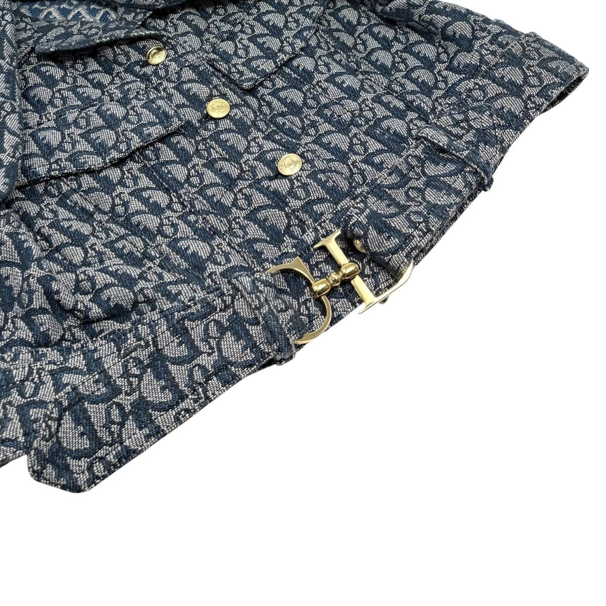 Christian Dior Vintage Trotter Monogram Belt Jacket #38 Blue Denim 902493
