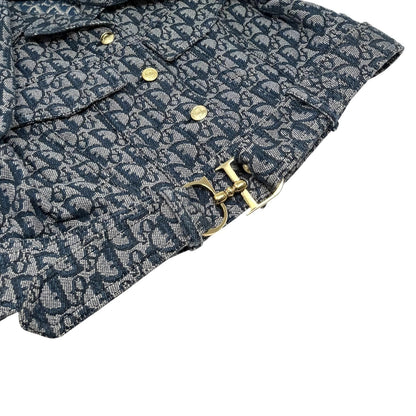 Christian Dior Vintage Trotter Monogram Belt Jacket #38 Blue Denim 902493