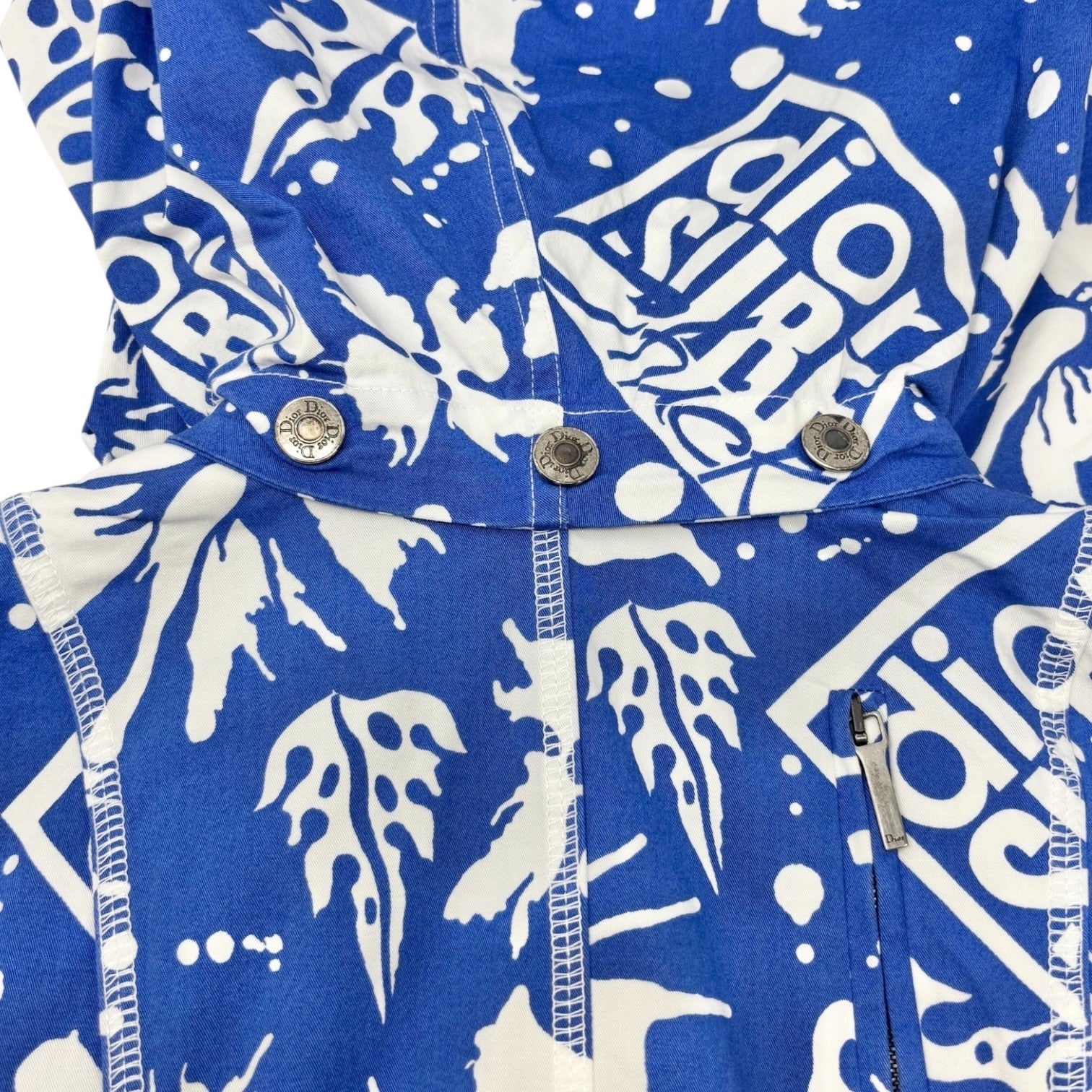 Christian Dior Vintage 2004 SURF Logo Hoodie Vest Jacket #36 Blue White Zip