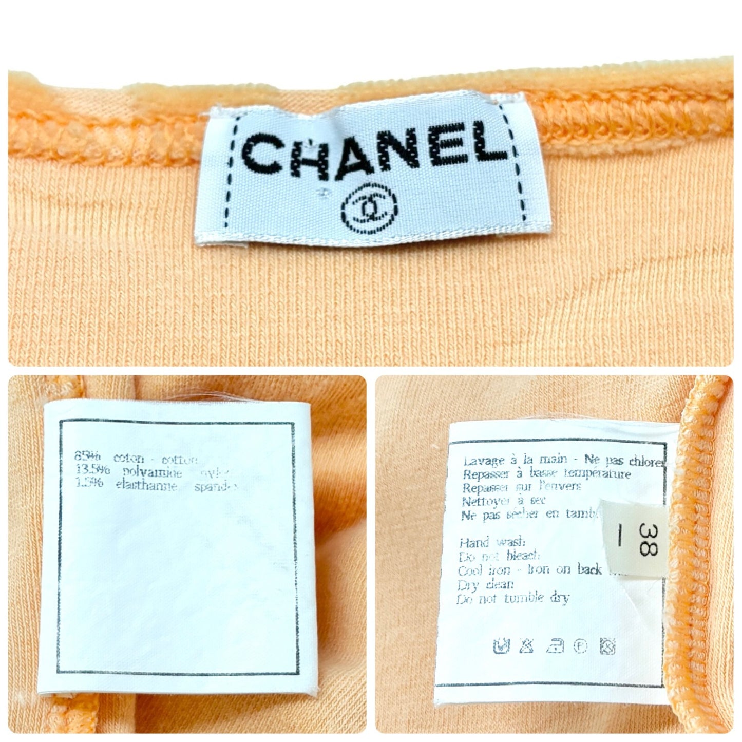 CHANEL Vintage 1996 CC Mark Logo Velour Dress #38 One-piece Orange Cotton