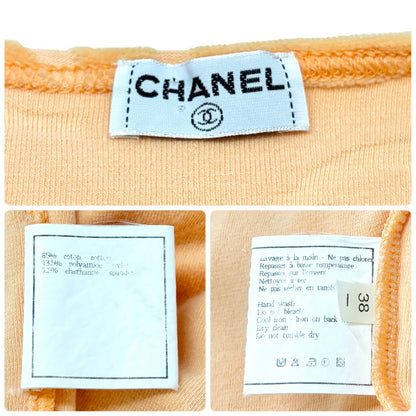 CHANEL Vintage 1996 CC Mark Logo Velour Dress #38 One-piece Orange Cotton