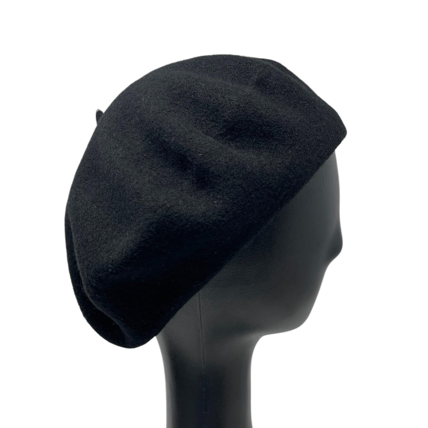 CHANEL Vintage CC Logo Beret Hat Black Fashion Accessory Wool Knit Cap 902224