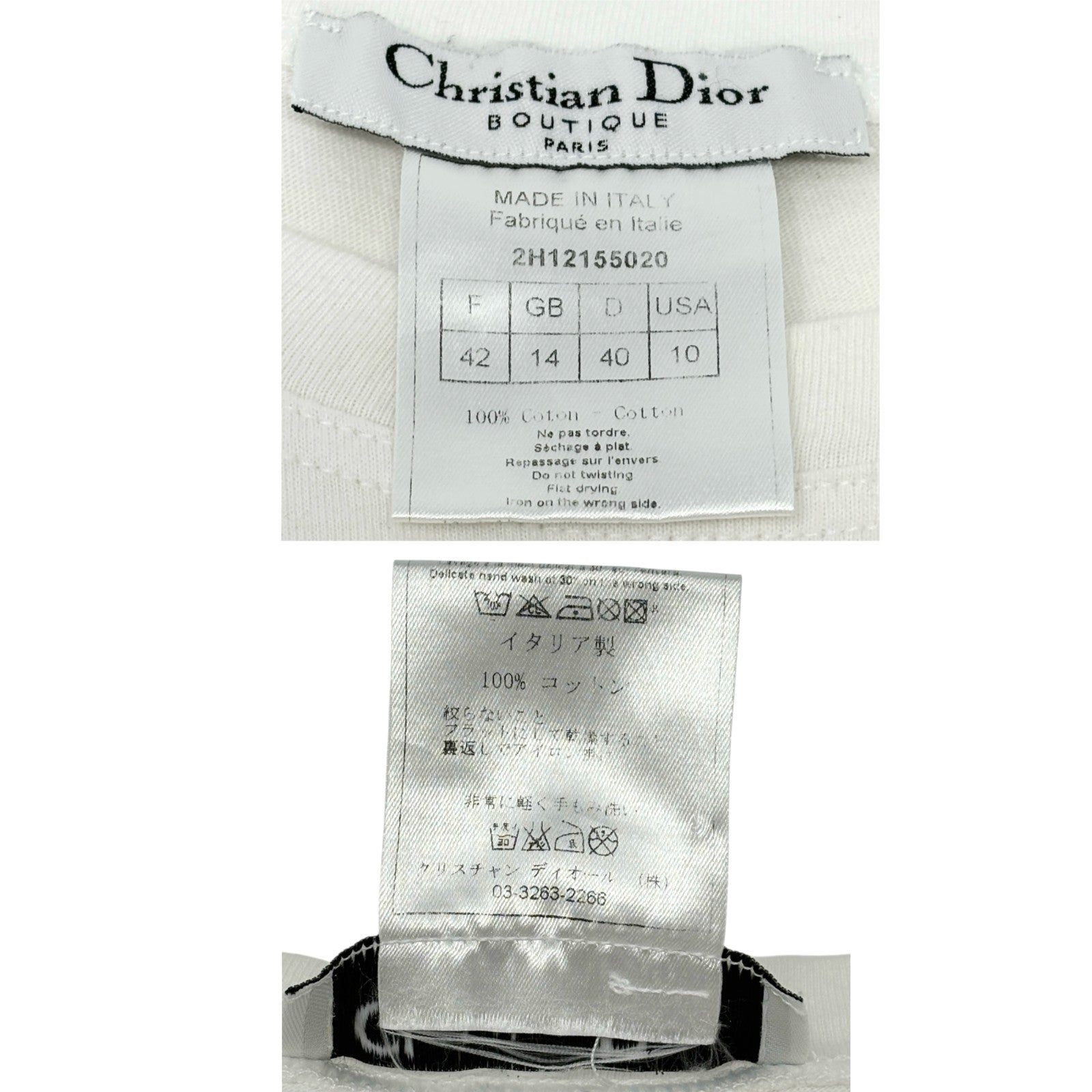 Christian Dior Vintage 2002 Addict Logo Cotton T-shirt Top #42 White Black