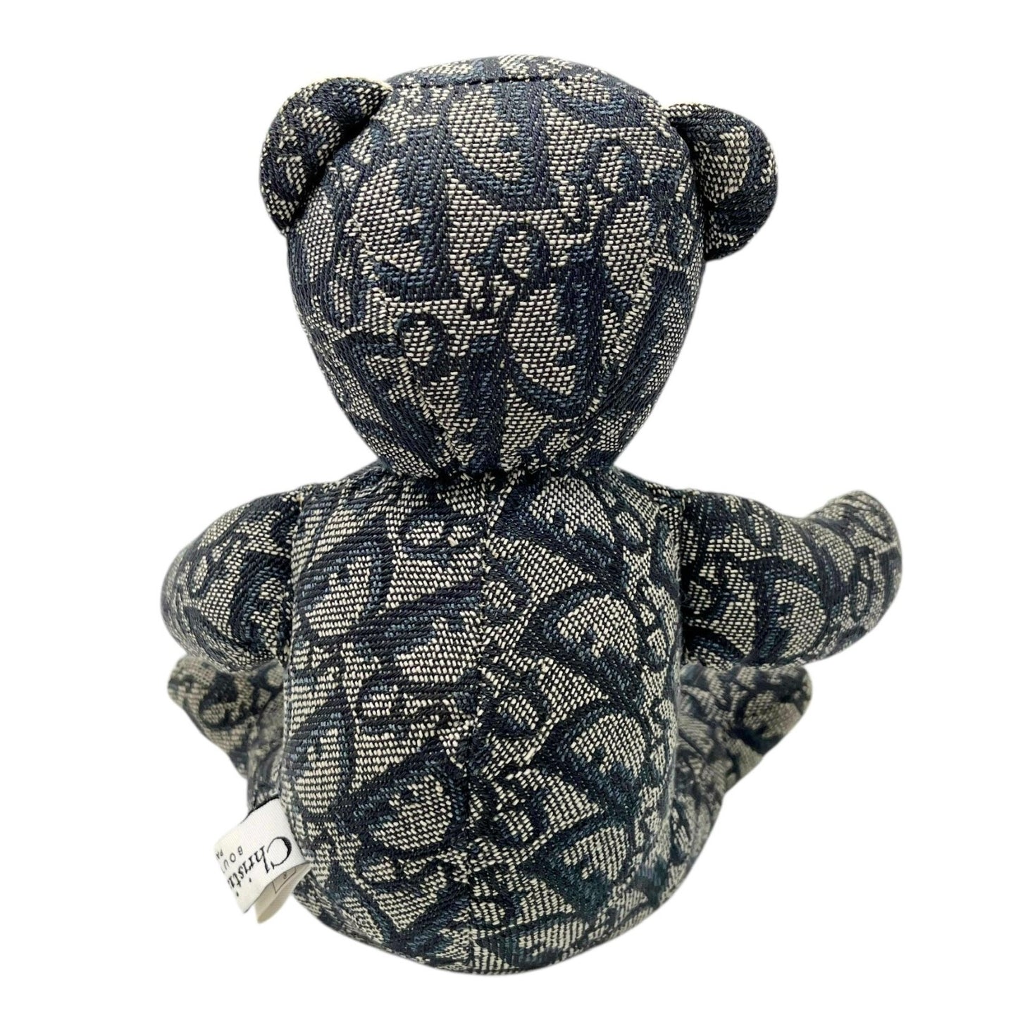Christian Dior Vintage Trotter Monogram Teddy Bear Plush Toy Blue White Cotton
