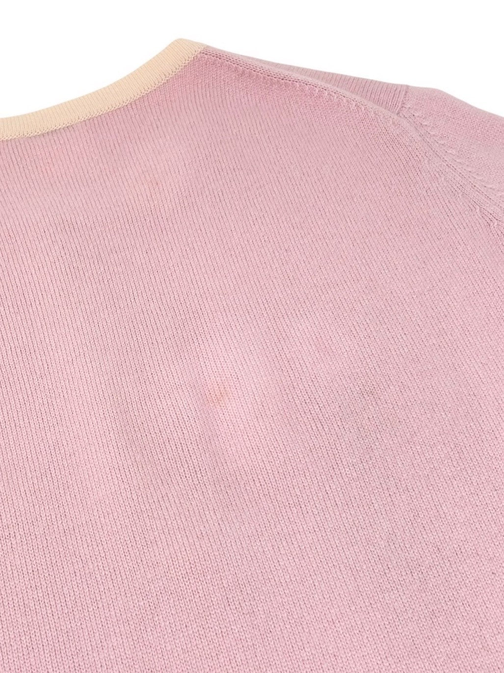 CHANEL Vintage 96C Long Cardigan #42 Knit Sweater Button Pink Cream Cashmere