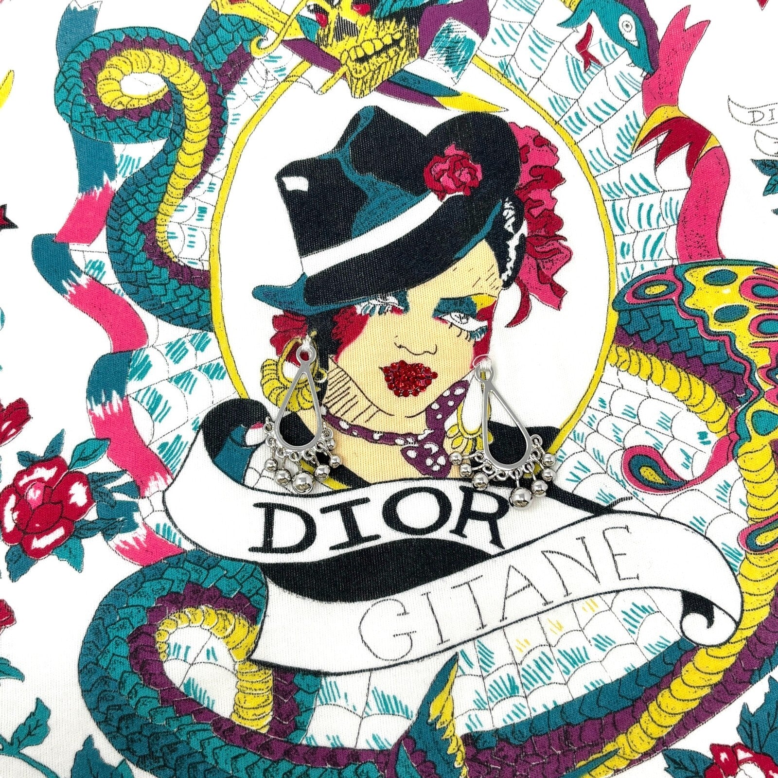 Christian Dior Vintage 2004 Logo Graphic T-shirt Top #38 Multicolor Cotton