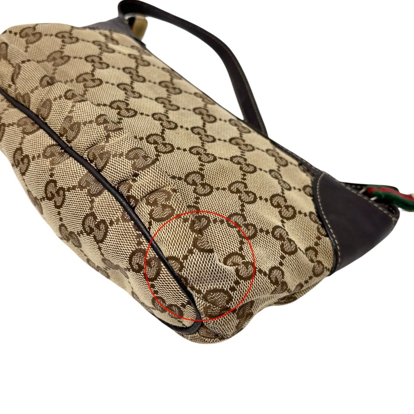 GUCCI Vintage GG Monogram Web Stripe Mini Shoulder Bag Pochette Beige 902417