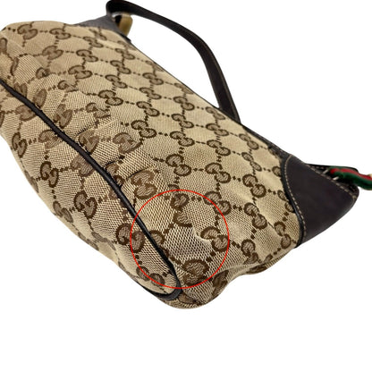 GUCCI Vintage GG Monogram Web Stripe Mini Shoulder Bag Pochette Beige 902417