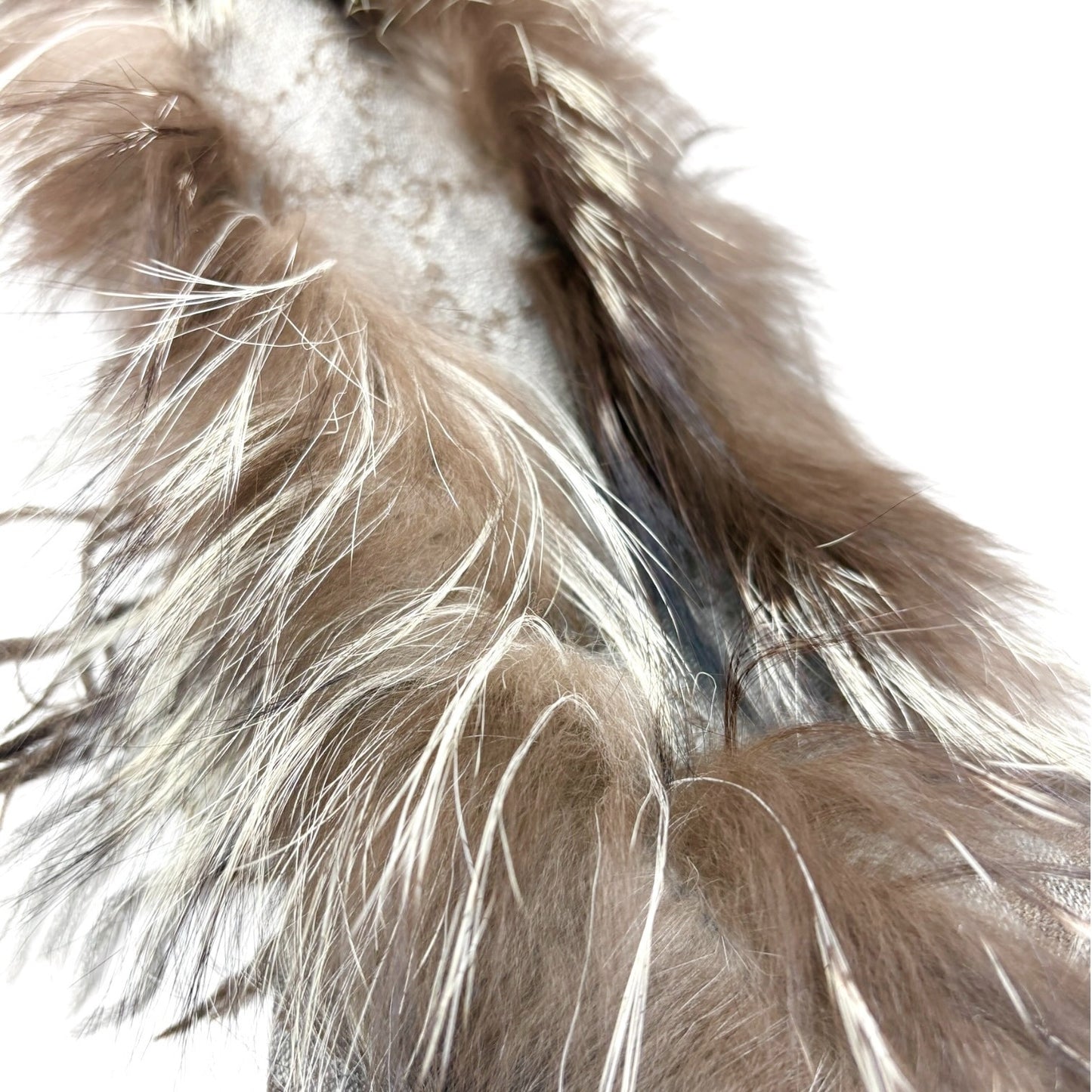 GUCCI Vintage GG Logo Monogram Fox Fur Shawl Scarf Wrap Gray Brown Wool