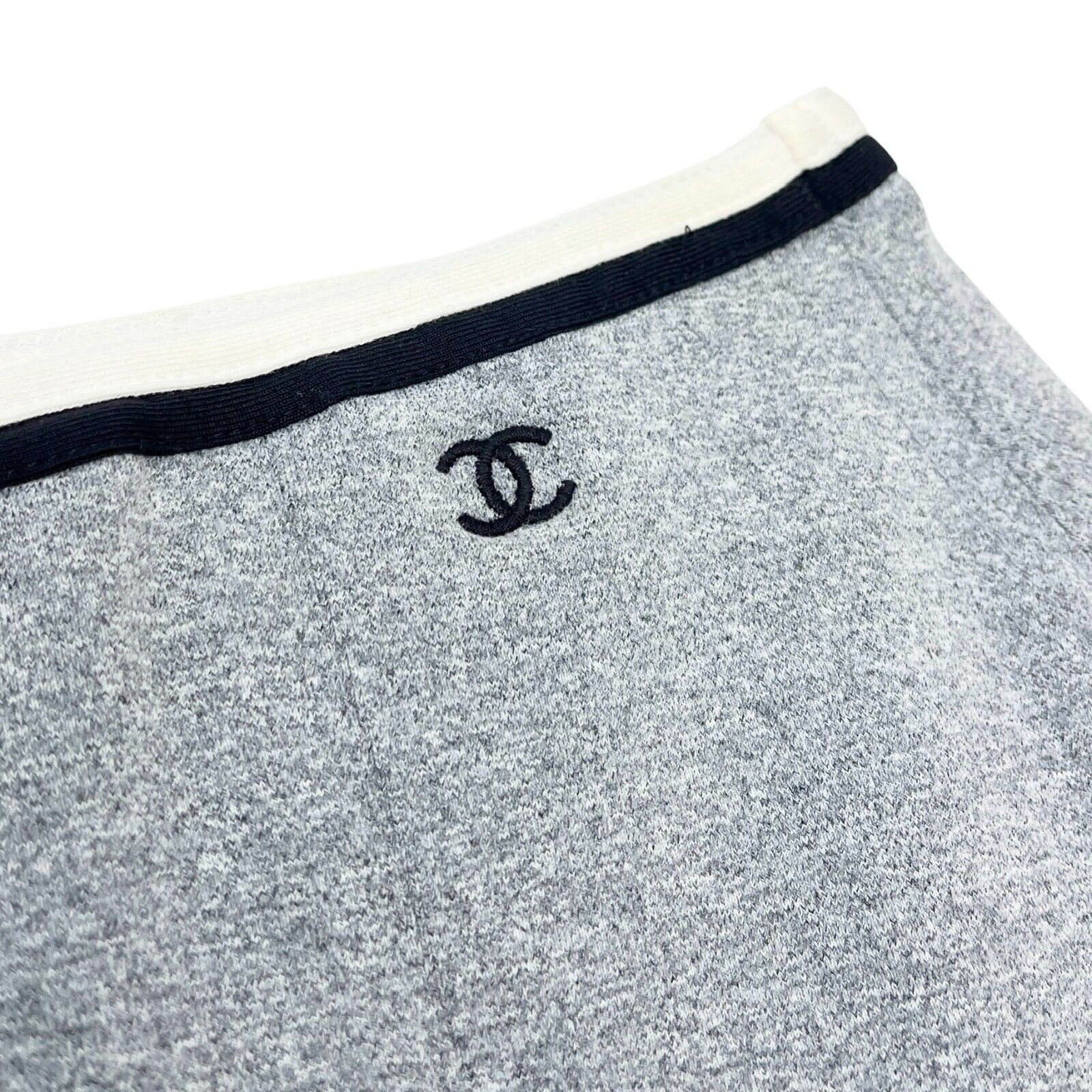 CHANEL Vintage 98P CC Logo Camisole Skirt Set #38 Separate Gray White Nylon
