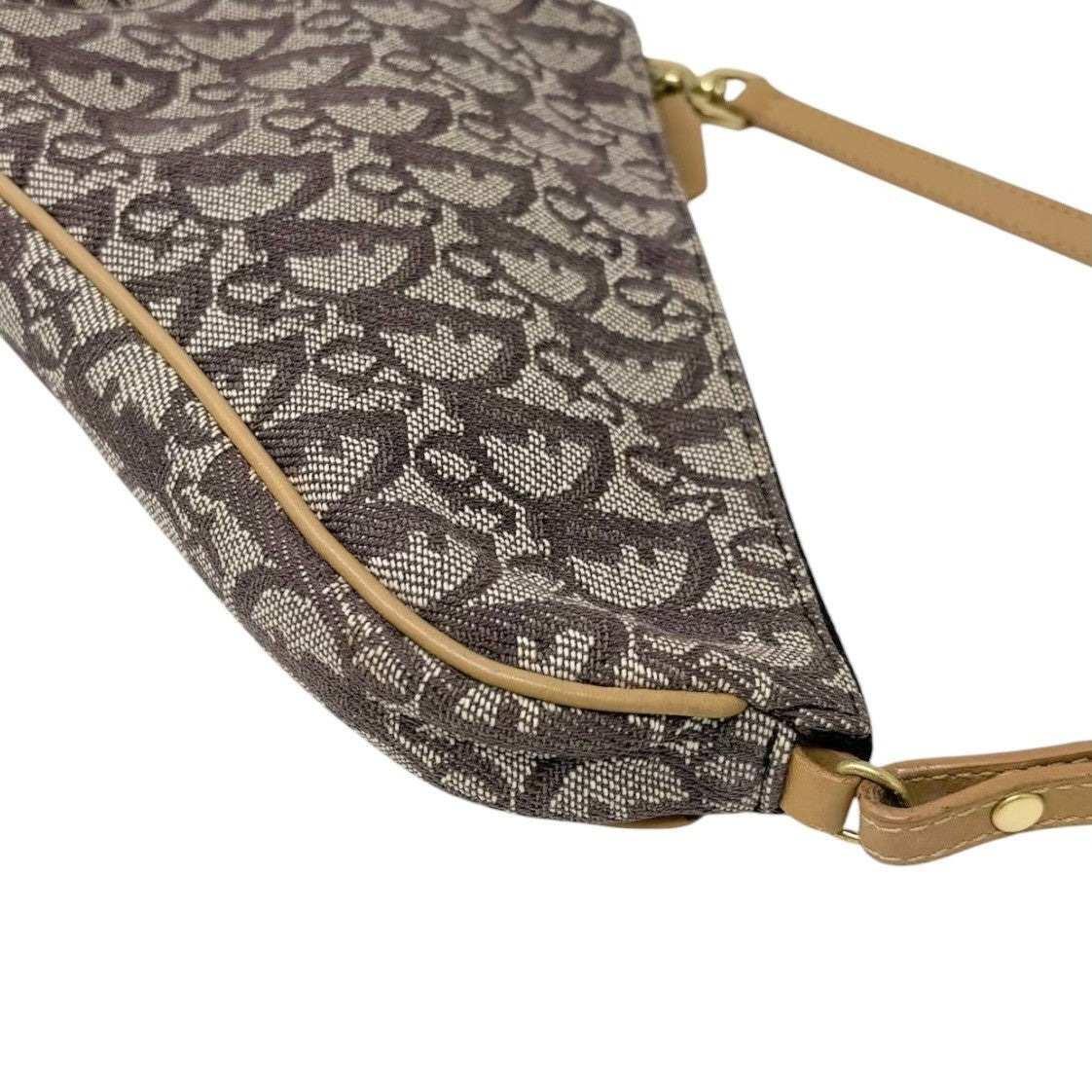 Christian Dior Vintage 2001 Trotter Monogram Mini Saddle Bag Brown 902211