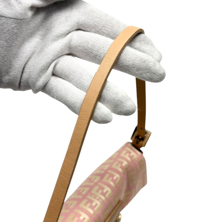 FENDI Vintage Zucchino Mamma Baguette Mini Bag Pochette Pink Beige 901893