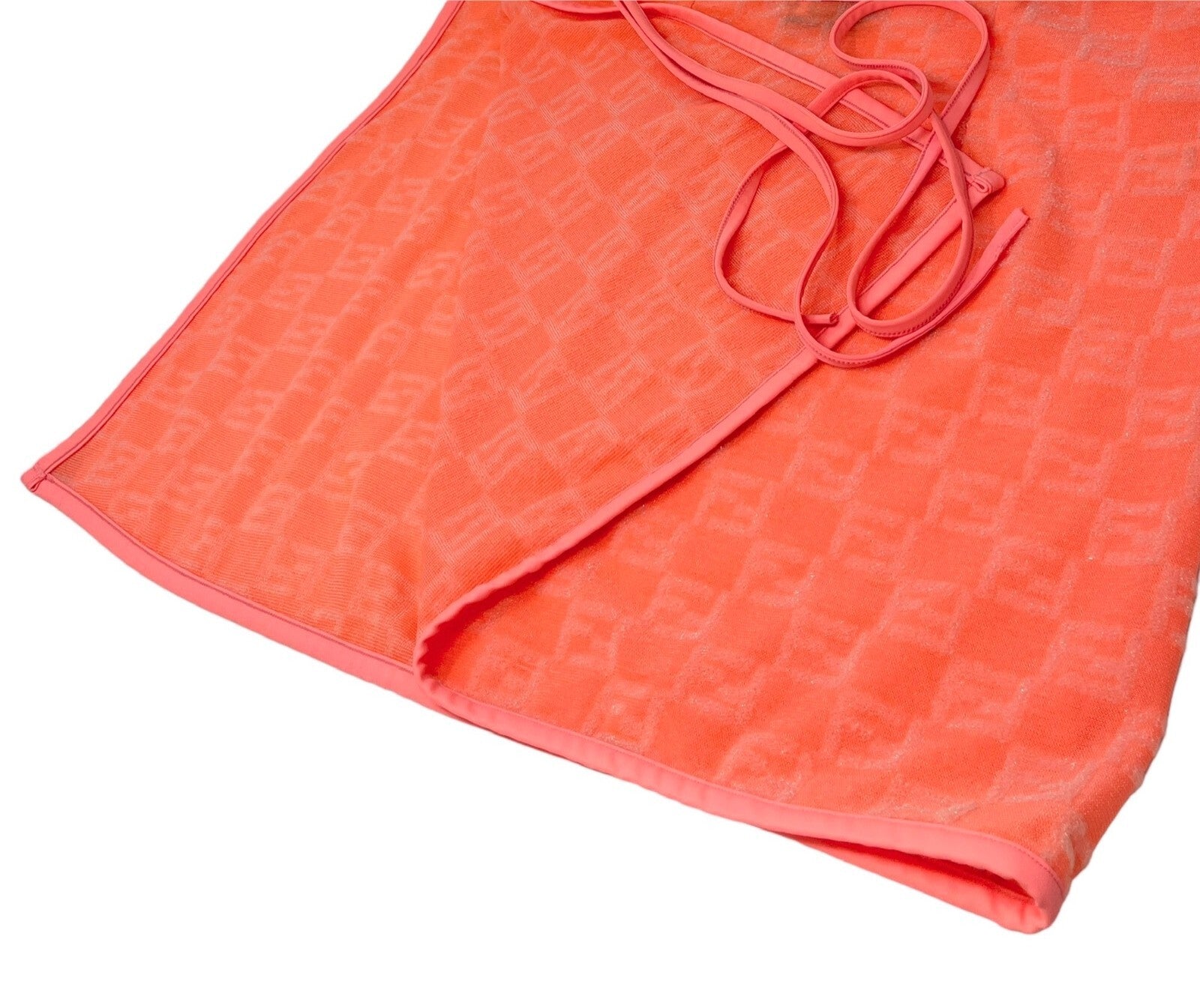 FENDI Vintage Zucchino Monogram Camisole Skirt Set Terrycloth Pink Nylon RankAB