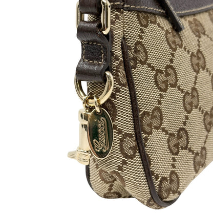 GUCCI Vintage GG Monogram Logo Pochette Mini Bag Charm Brown Canvas 902817