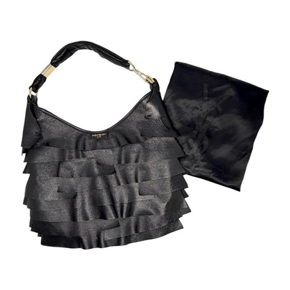 Yves Saint Laurent Vintage YSL Saint Tropez Frill Shoulder Bag Black 902378