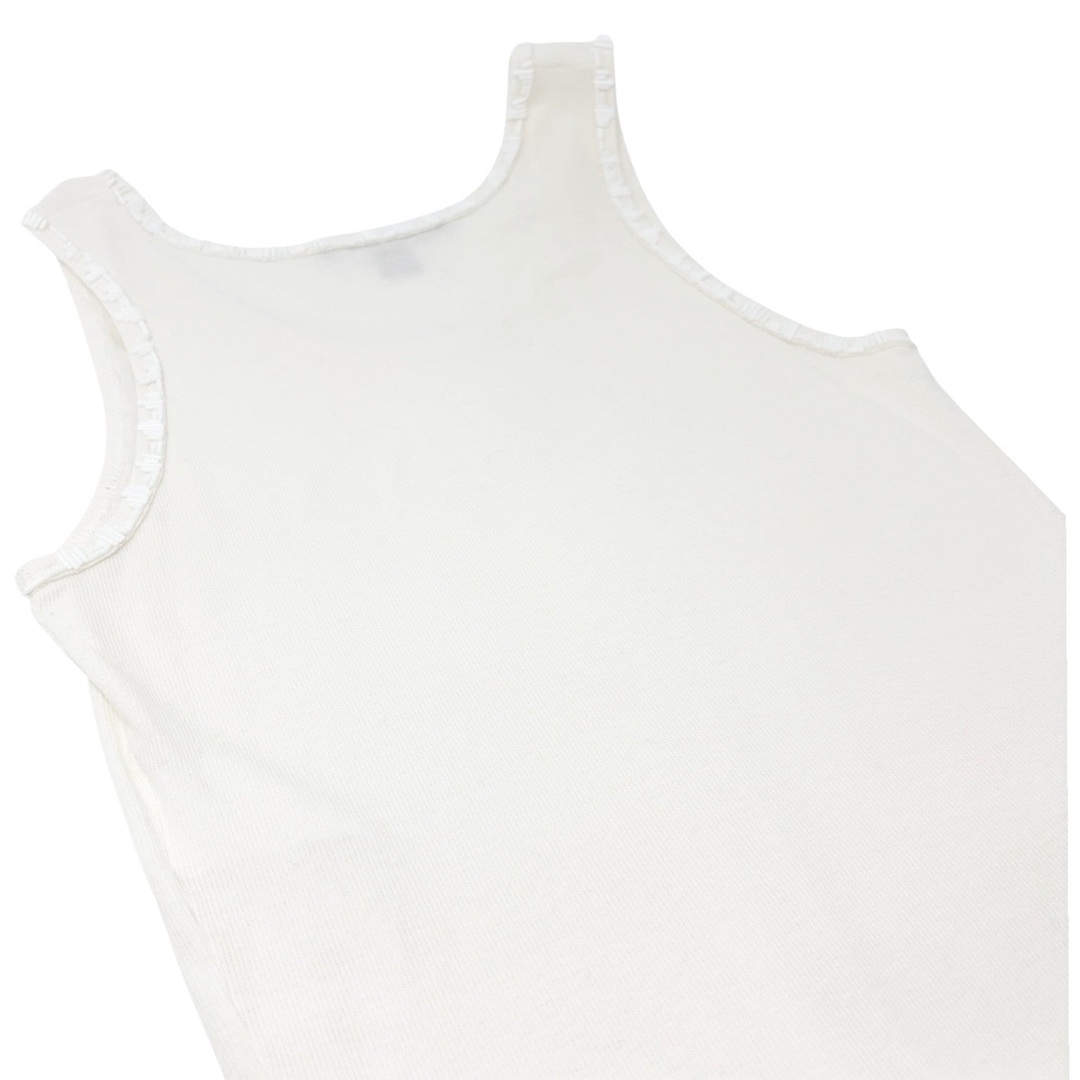 LOUIS VUITTON Vintage LV Logo Tank Top #M Beads Cream White Cotton Elastane