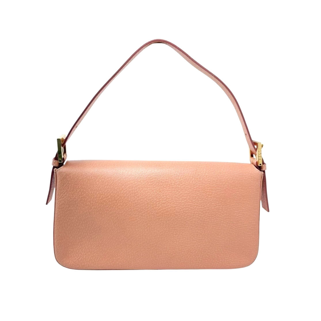 FENDI Vintage FF Logo Mamma Baguette Shoulder Bag Handbag Salmon Pink Leather
