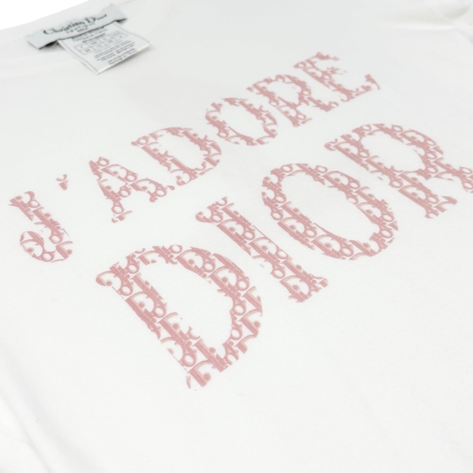 Christian Dior Vintage 2004 J'ADORE Logo T-shirt Top #38 White Pink Cotton