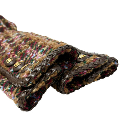 CHANEL Vintage 92A CC Logo Tweed Jacket #38 Multicolor Button Wool Leather