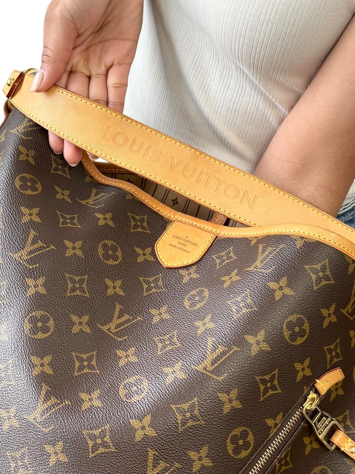 LOUIS VUITTON Vintage Delightful Monogram Hobo Bag Brown PVC Leather 902590