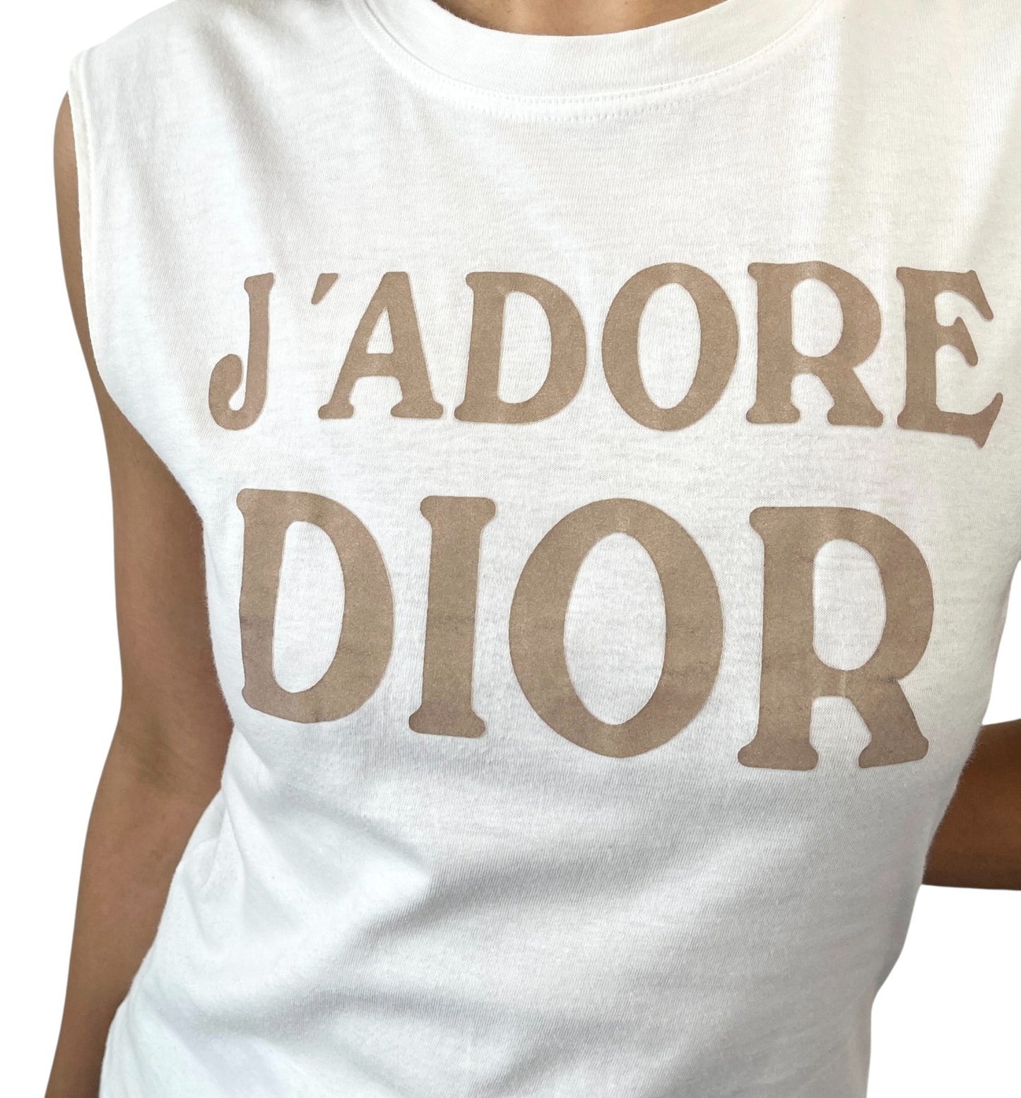 Christian Dior Vintage 2002 J'ADORE Tank Top #44 White Light Brown 902304