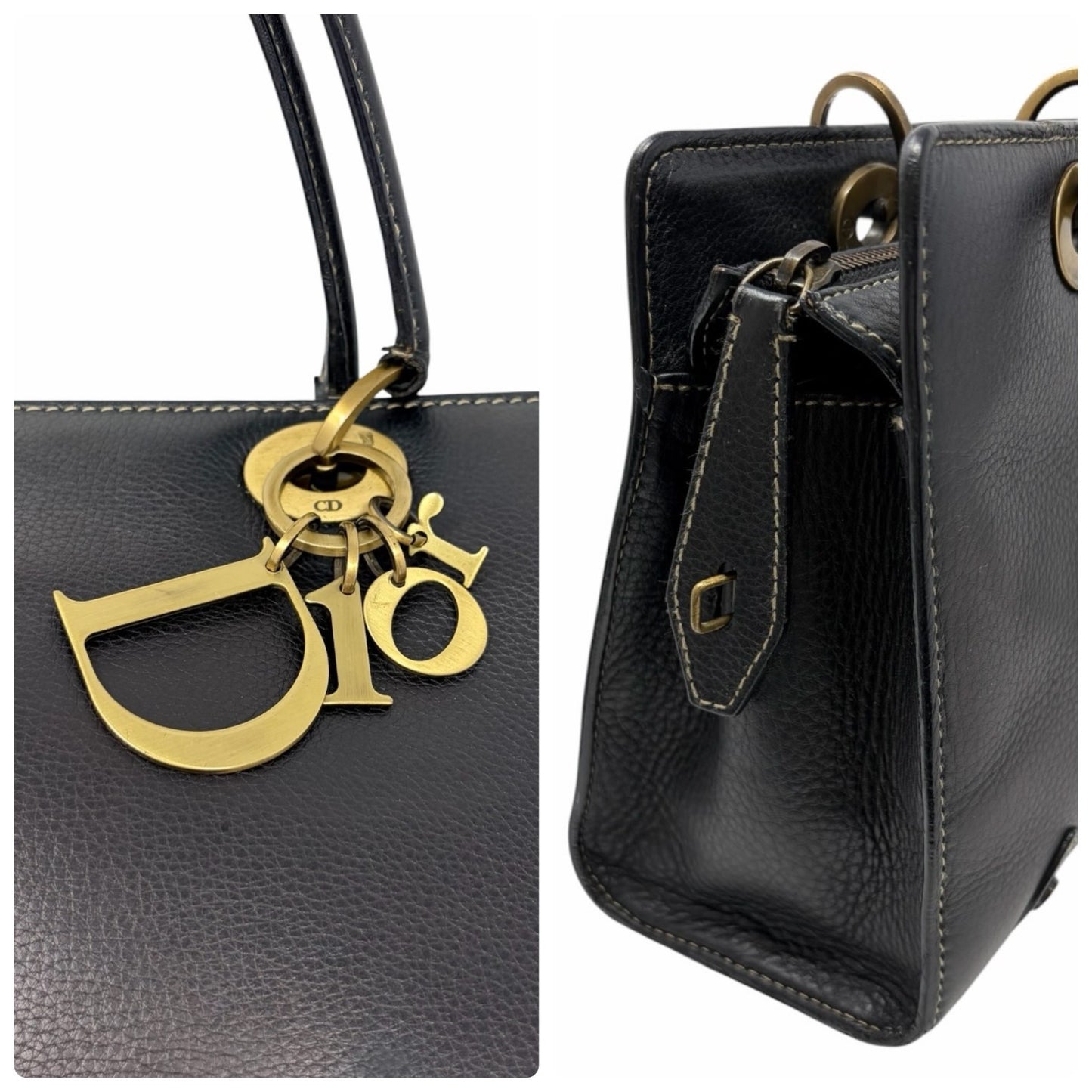Christian Dior Vintage 2002 East West Lady Dior Shoulder Bag Black 902076