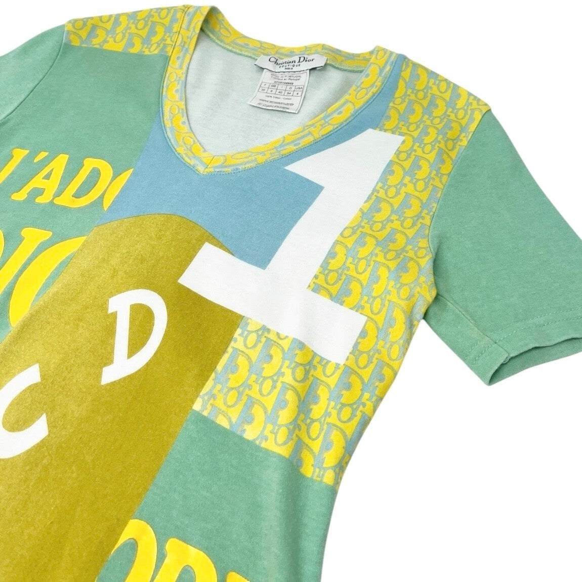 Christian Dior Vintage 2005 J'ADORE Logo T-shirt Top #36 Cotton Multicolor