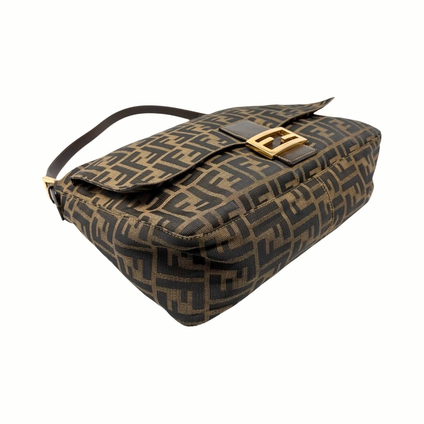 FENDI Vintage FF Zucca Mamma Baguette Pocket Shoulder Bag Brown Canvas 902439