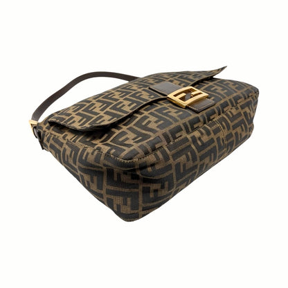 FENDI Vintage FF Zucca Mamma Baguette Pocket Shoulder Bag Brown Canvas 902439