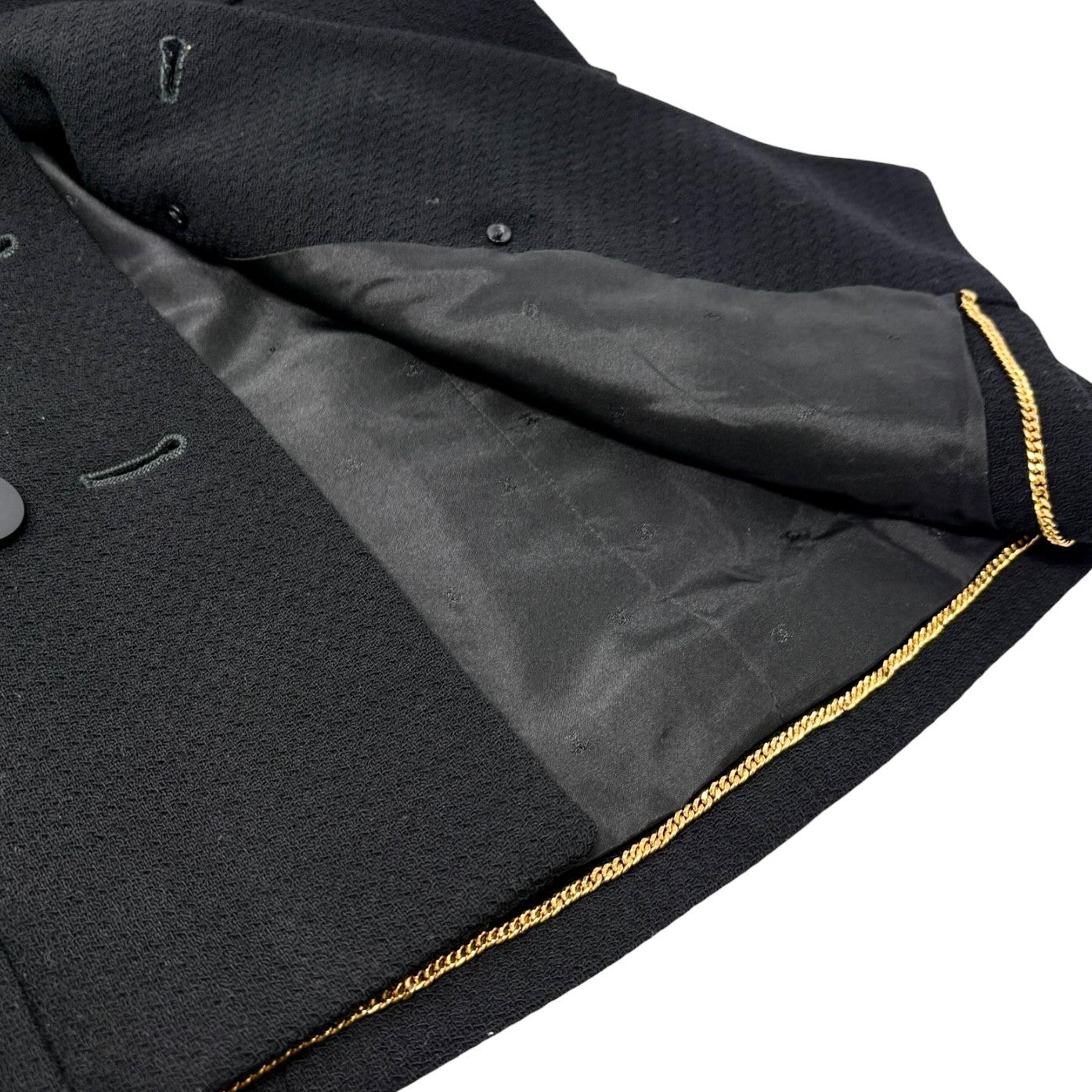 CHANEL Vintage 94A CC Logo Button Blazer Jacket #38 Black Gold Wool 902231