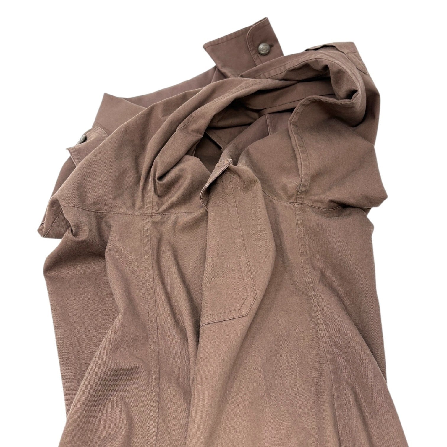 CHANEL Vintage CC Logo Button Up Military Long Sleeve Shirt Brown Cotton