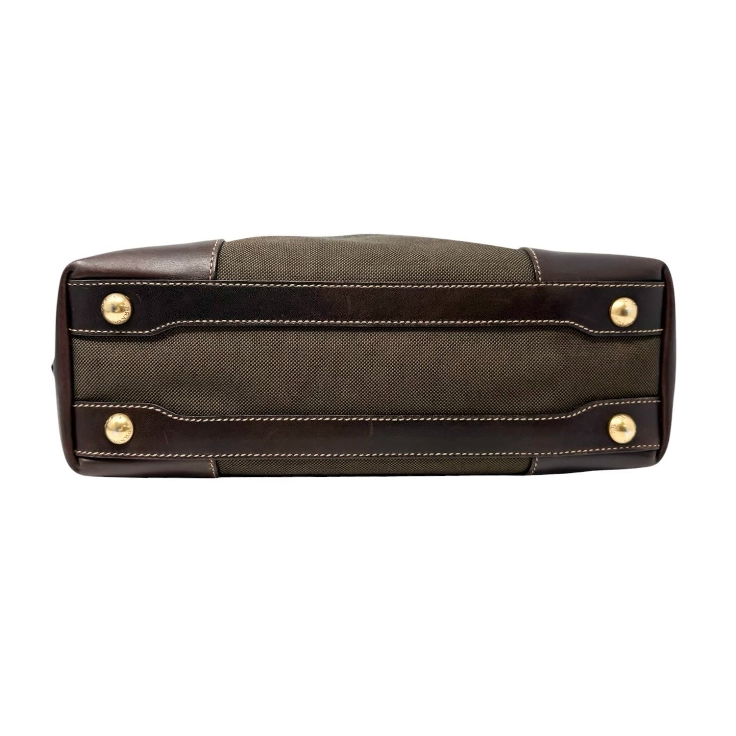 PRADA Vintage Triangle Logo Milano Jacquard Canvas Shoulder Tote Bag Brown Gold