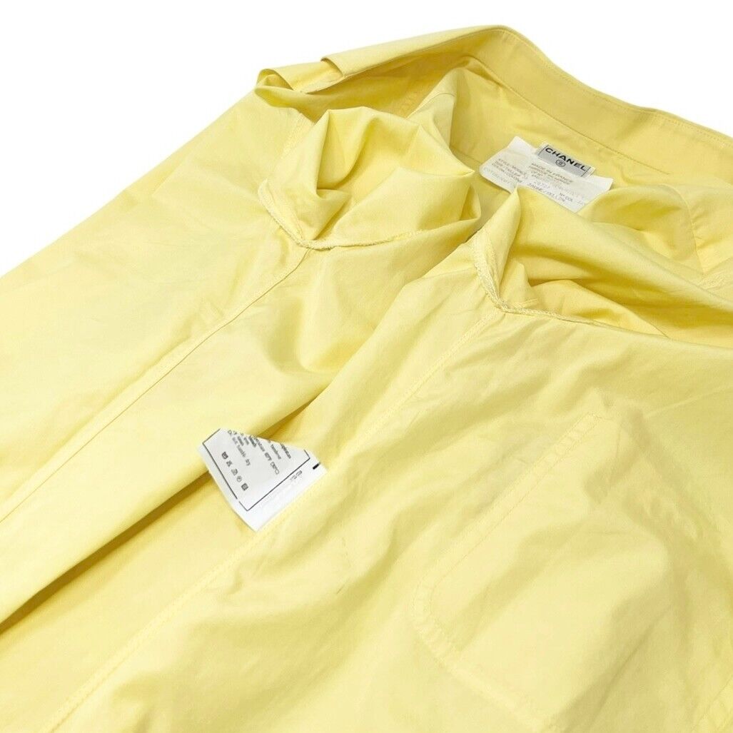CHANEL Vintage PO4946 CC Mark Logo Shirt Top #36 Button Up Yellow Gold Cotton