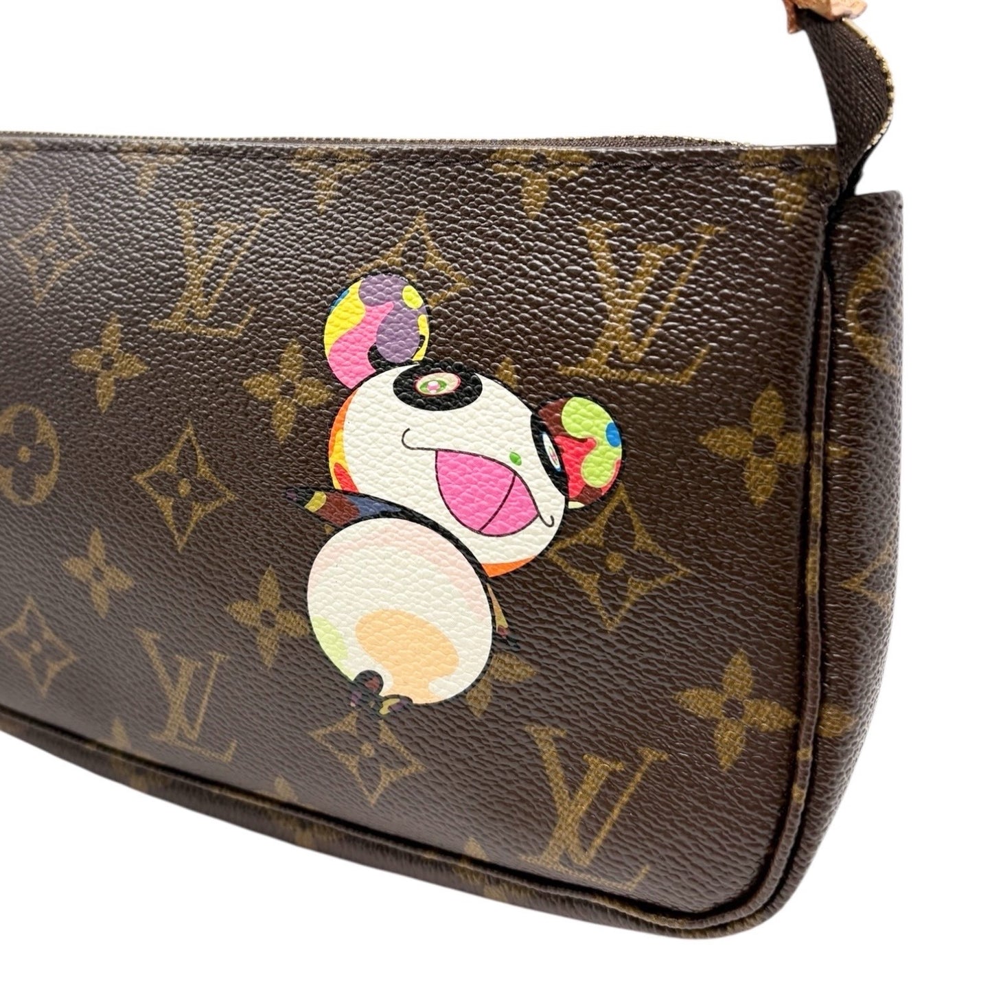 LOUIS VUITTON Vintage 2004 Murakami Monogram Panda Pochette Mini Bag Brown